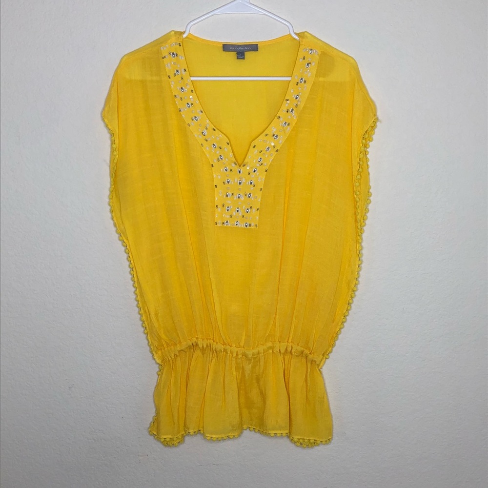 NY Collection Top with beading and crochet details